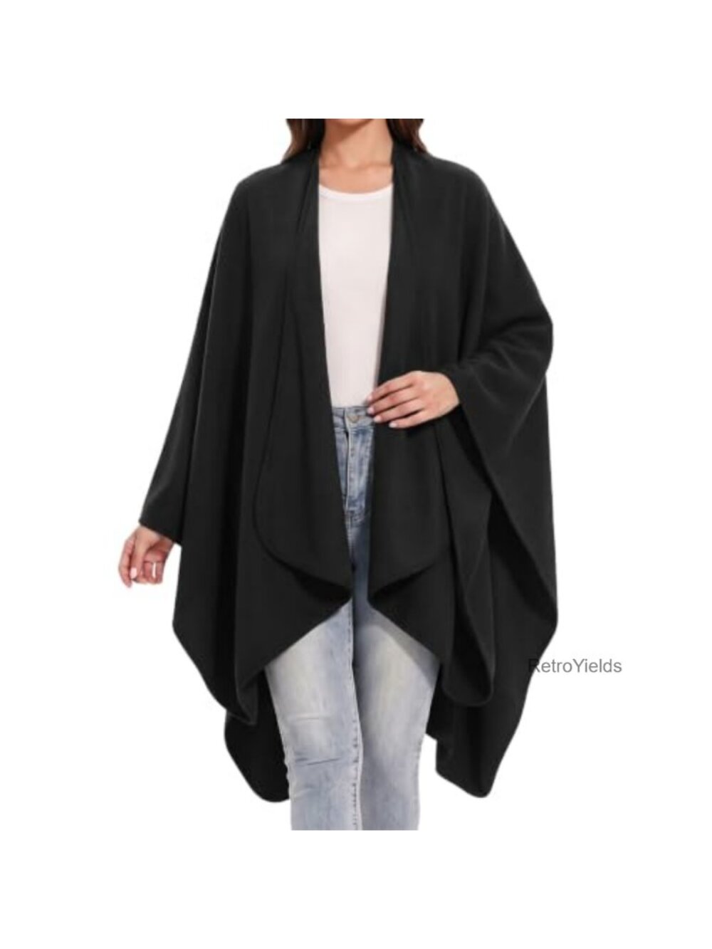 Oversized Knitted Shawl Wrap Open Front Poncho Cape Cardigan Scarf Fall Winter